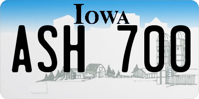 IA license plate ASH700