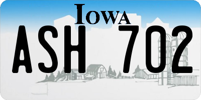 IA license plate ASH702