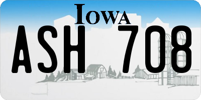 IA license plate ASH708