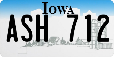 IA license plate ASH712