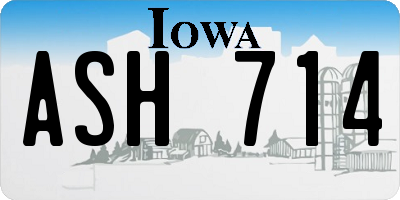 IA license plate ASH714