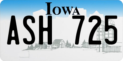 IA license plate ASH725
