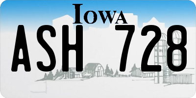 IA license plate ASH728