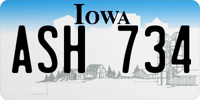 IA license plate ASH734