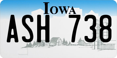 IA license plate ASH738