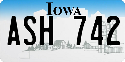 IA license plate ASH742