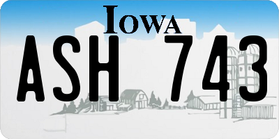 IA license plate ASH743