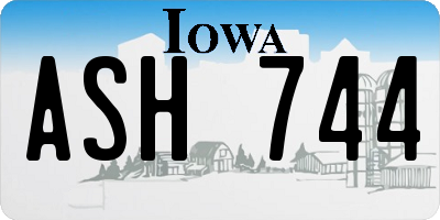 IA license plate ASH744
