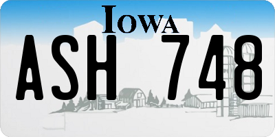 IA license plate ASH748