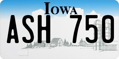 IA license plate ASH750