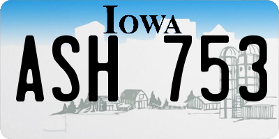 IA license plate ASH753