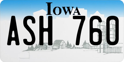 IA license plate ASH760