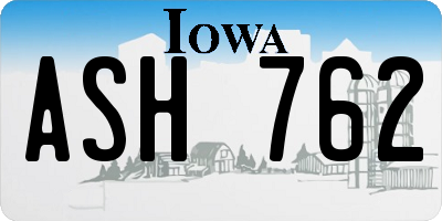 IA license plate ASH762