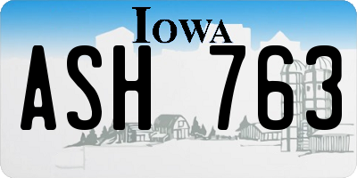 IA license plate ASH763