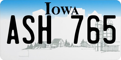 IA license plate ASH765