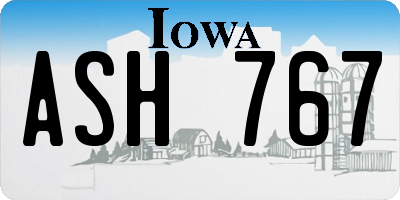 IA license plate ASH767