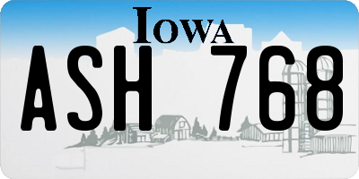 IA license plate ASH768