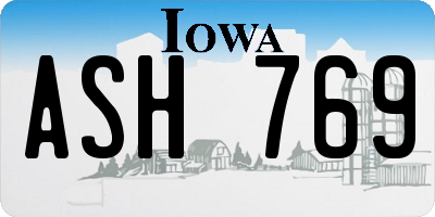 IA license plate ASH769