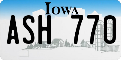 IA license plate ASH770