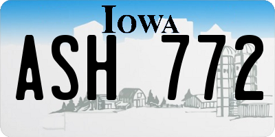 IA license plate ASH772