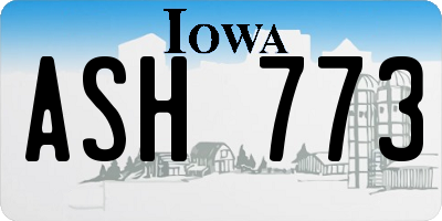 IA license plate ASH773