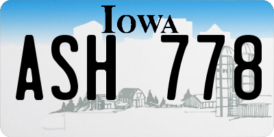 IA license plate ASH778