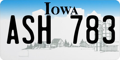IA license plate ASH783