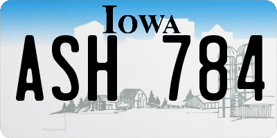 IA license plate ASH784