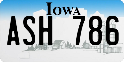 IA license plate ASH786