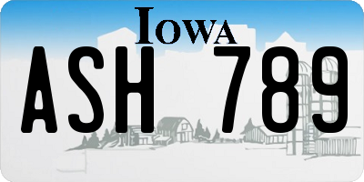 IA license plate ASH789