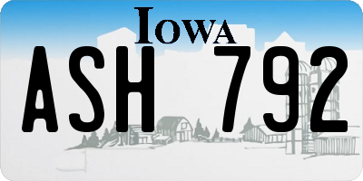 IA license plate ASH792