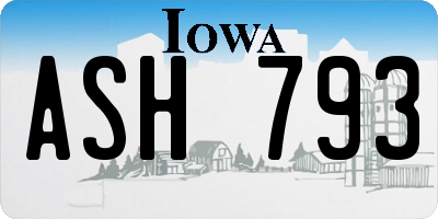 IA license plate ASH793