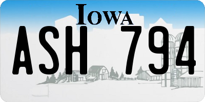 IA license plate ASH794