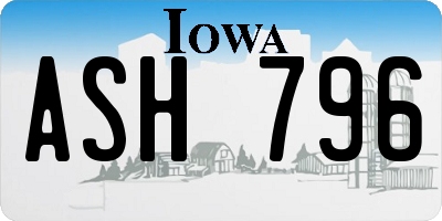 IA license plate ASH796