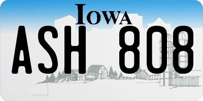 IA license plate ASH808