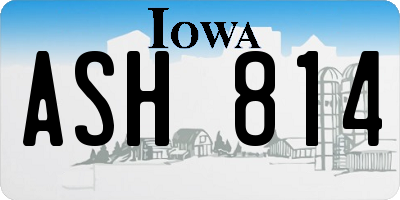 IA license plate ASH814