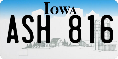 IA license plate ASH816