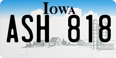 IA license plate ASH818