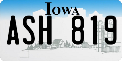 IA license plate ASH819
