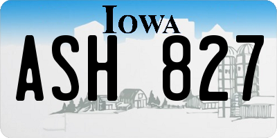 IA license plate ASH827