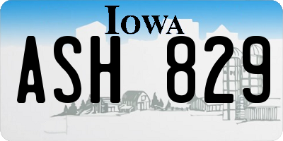 IA license plate ASH829