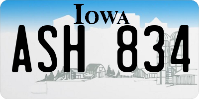 IA license plate ASH834
