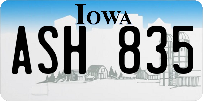 IA license plate ASH835