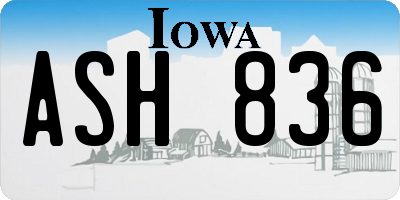 IA license plate ASH836