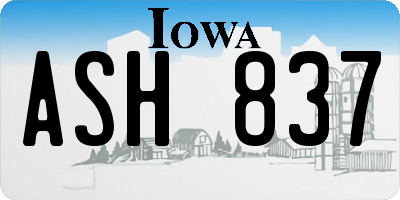 IA license plate ASH837