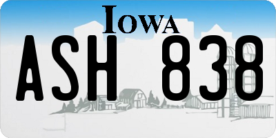 IA license plate ASH838