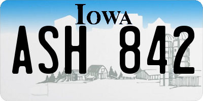 IA license plate ASH842