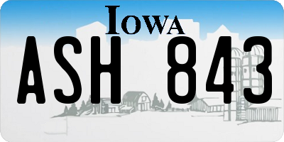 IA license plate ASH843