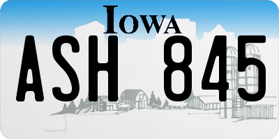 IA license plate ASH845