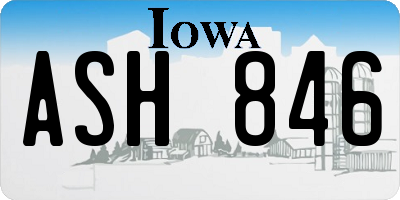 IA license plate ASH846